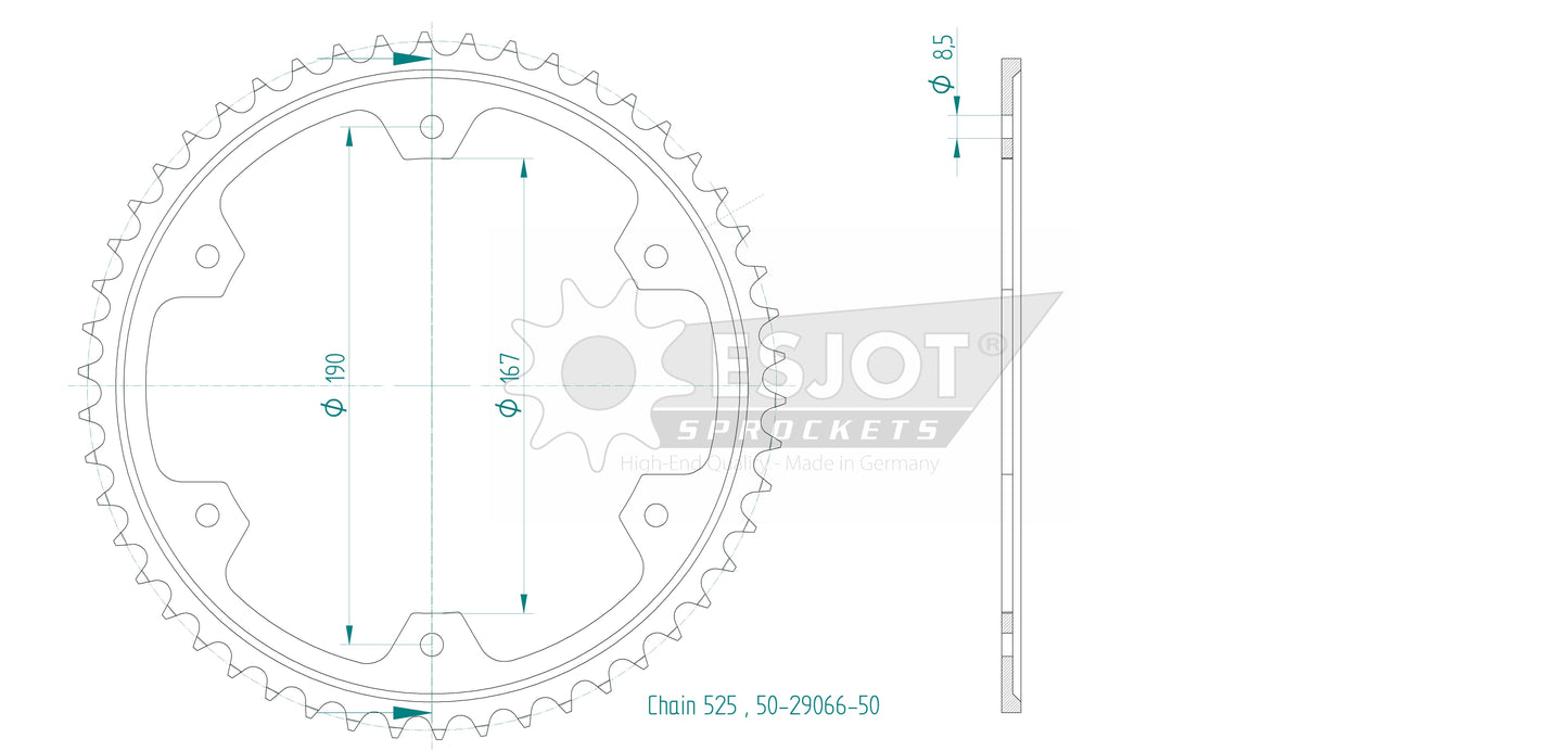 Couronne Acier 50 Dents - Pas 525 - Similaire JTR2015