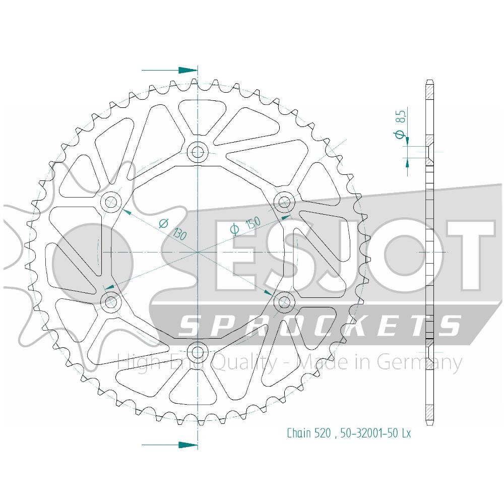 Couronne Acier Ultralight 50 Dents - Pas 520 - Similaire JTR245/2