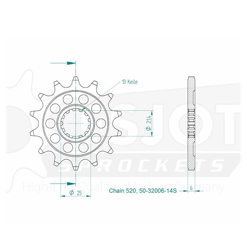 Pignon Ultralight 14 Dents - Pas 520 - Similaire JTF565