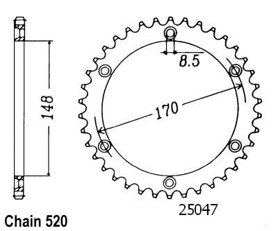 Couronne Acier 42 Dents - Pas 520 - Similaire JTR828