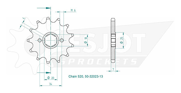 Pignon 13 Dents - Pas 520 - Similaire JTF329