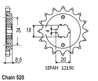 Pignon 14 Dents - Pas 520 - Similaire JTF270