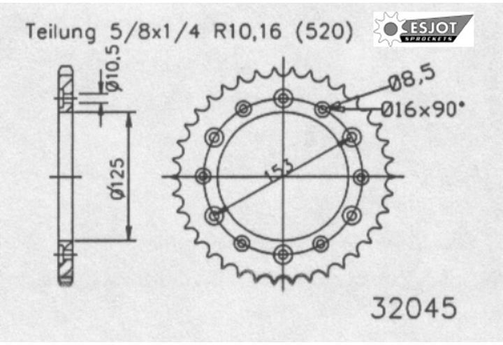Couronne Acier Ultralight 46 Dents - Pas 520 - Similaire JTR210
