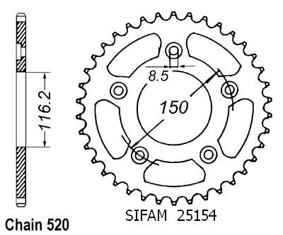 Couronne Acier 42 Dents - Pas 520 - Similaire JTR28