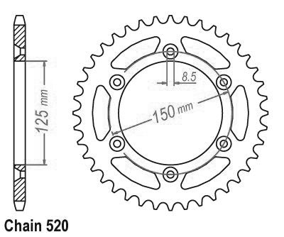 Couronne Acier Ultralight 50 Dents - Pas 520 - Similaire JTR897