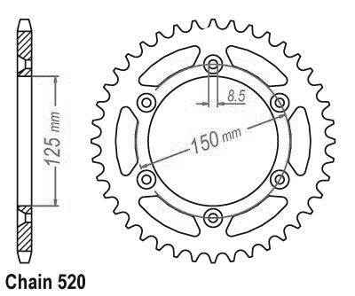Couronne Acier 50 Dents - Pas 520 - Similaire JTR897