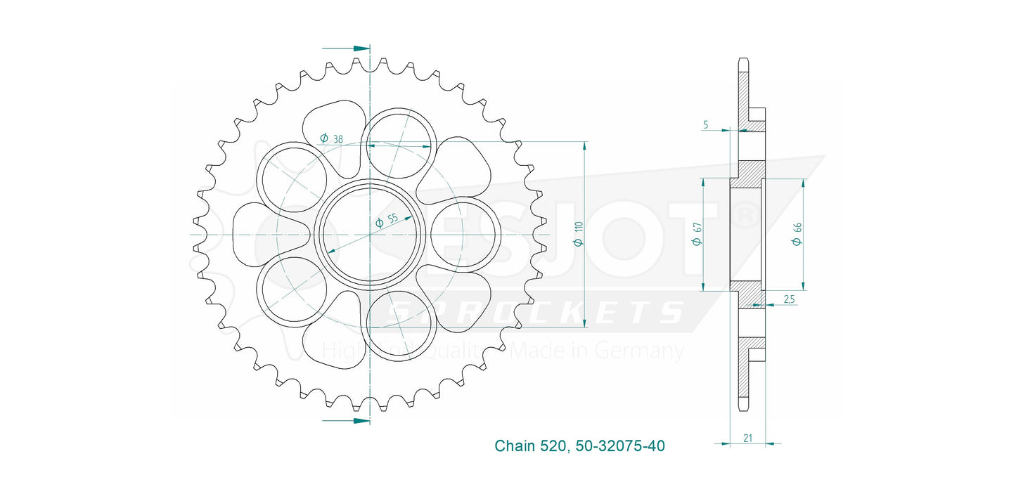 Couronne Acier 40 Dents - Pas 520 - Similaire JTR751
