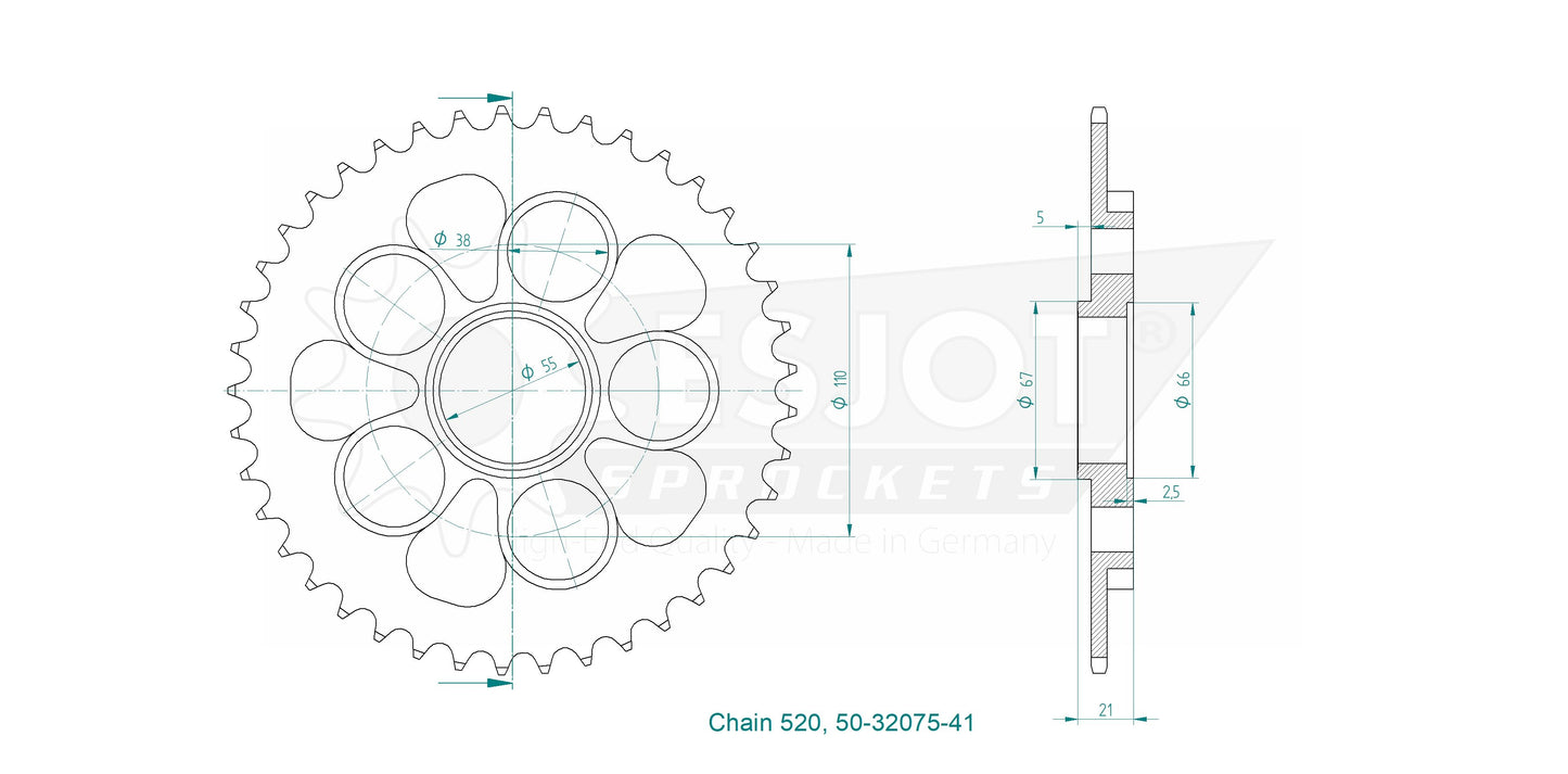 Couronne Acier 41 Dents - Pas 520 - Similaire JTR751
