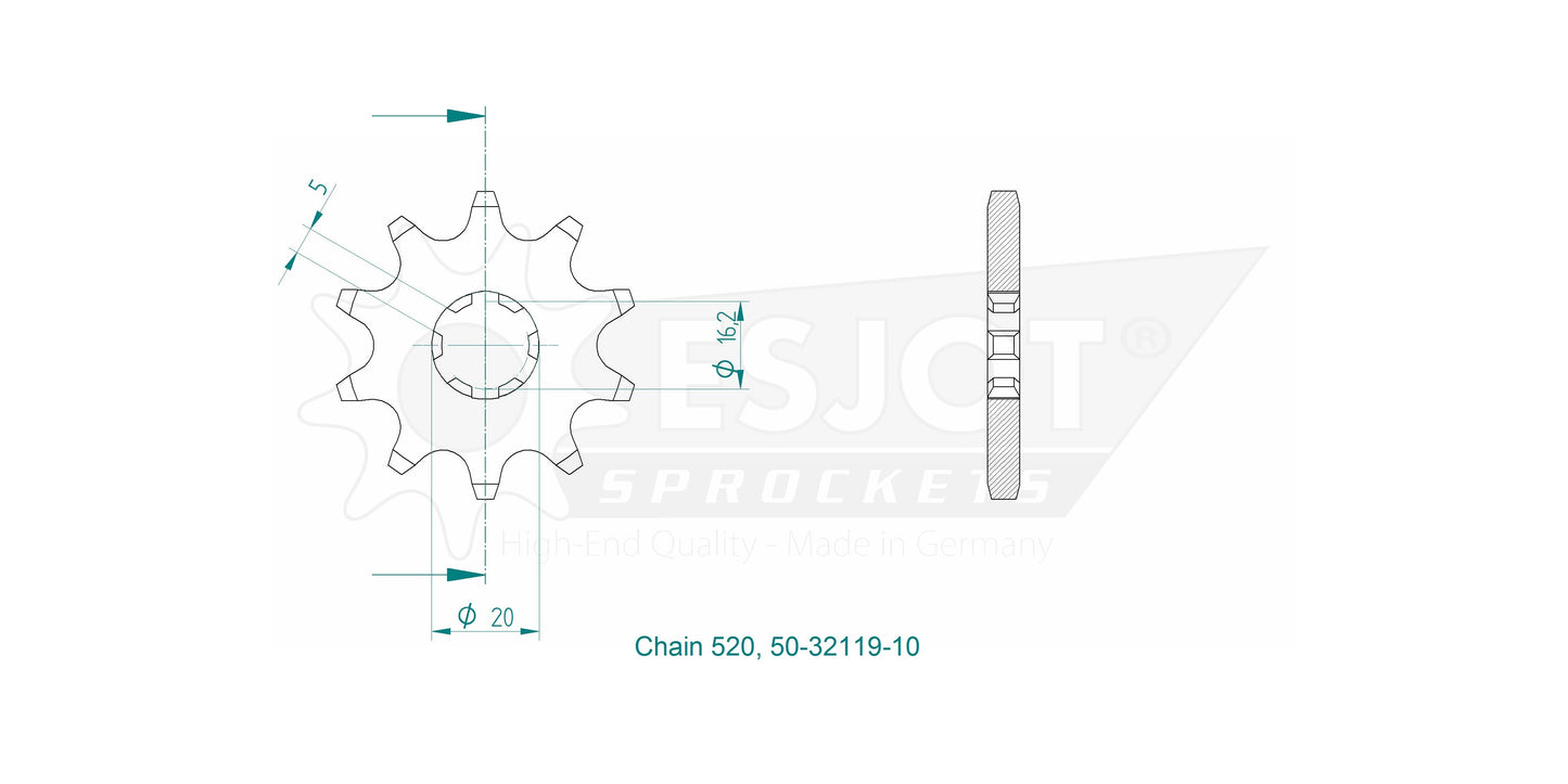 Pignon 10 Dents - Pas 520