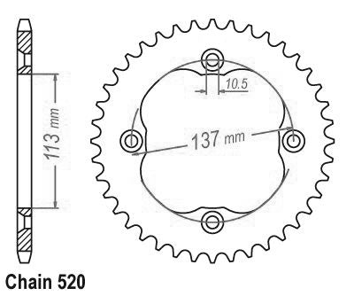 Couronne Acier 37 Dents - Pas 520 - Similaire JTR1760