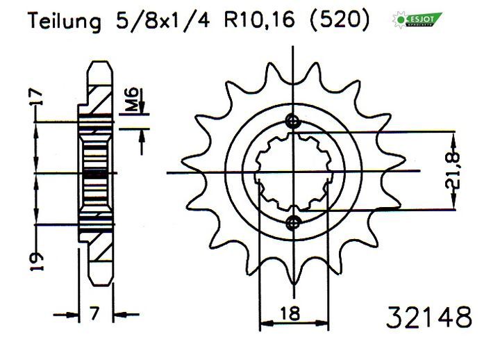 Pignon Ultralight 14 Dents - Pas 520 - Similaire JTF1321