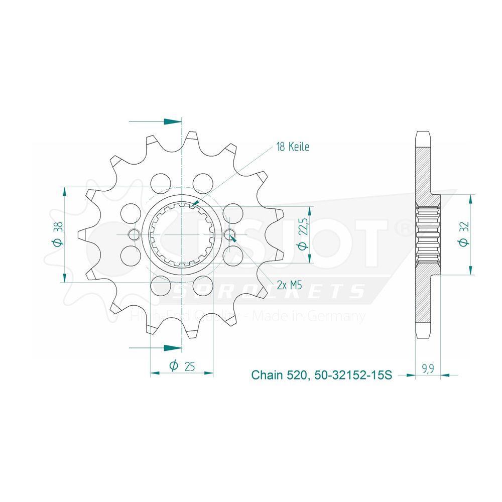 Pignon Ultralight 14 Dents - Pas 520 - Similaire JTF403