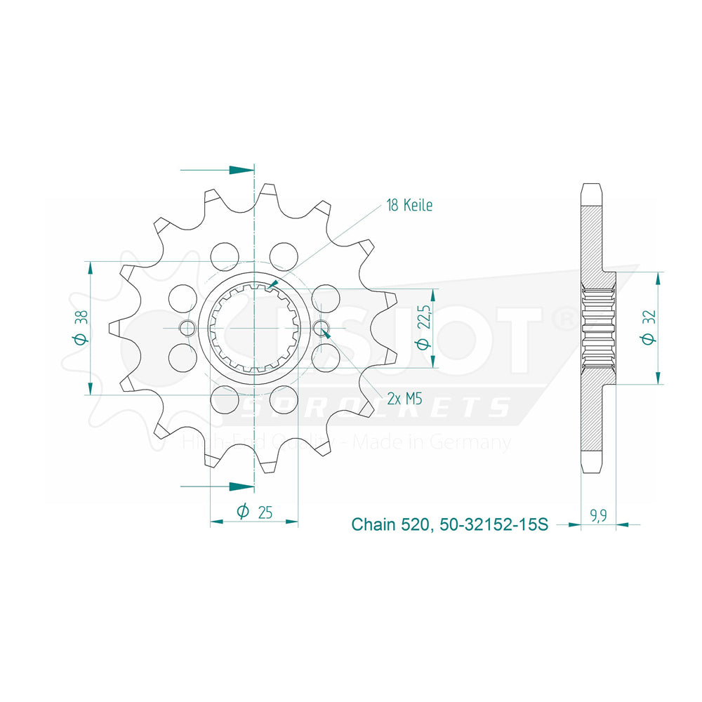 Pignon Ultralight 15 Dents - Pas 520 - Similaire JTF403