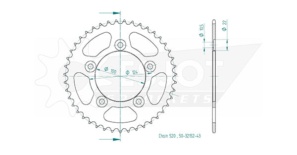 Couronne Acier 43 Dents - Pas 520 - Similaire JTR746