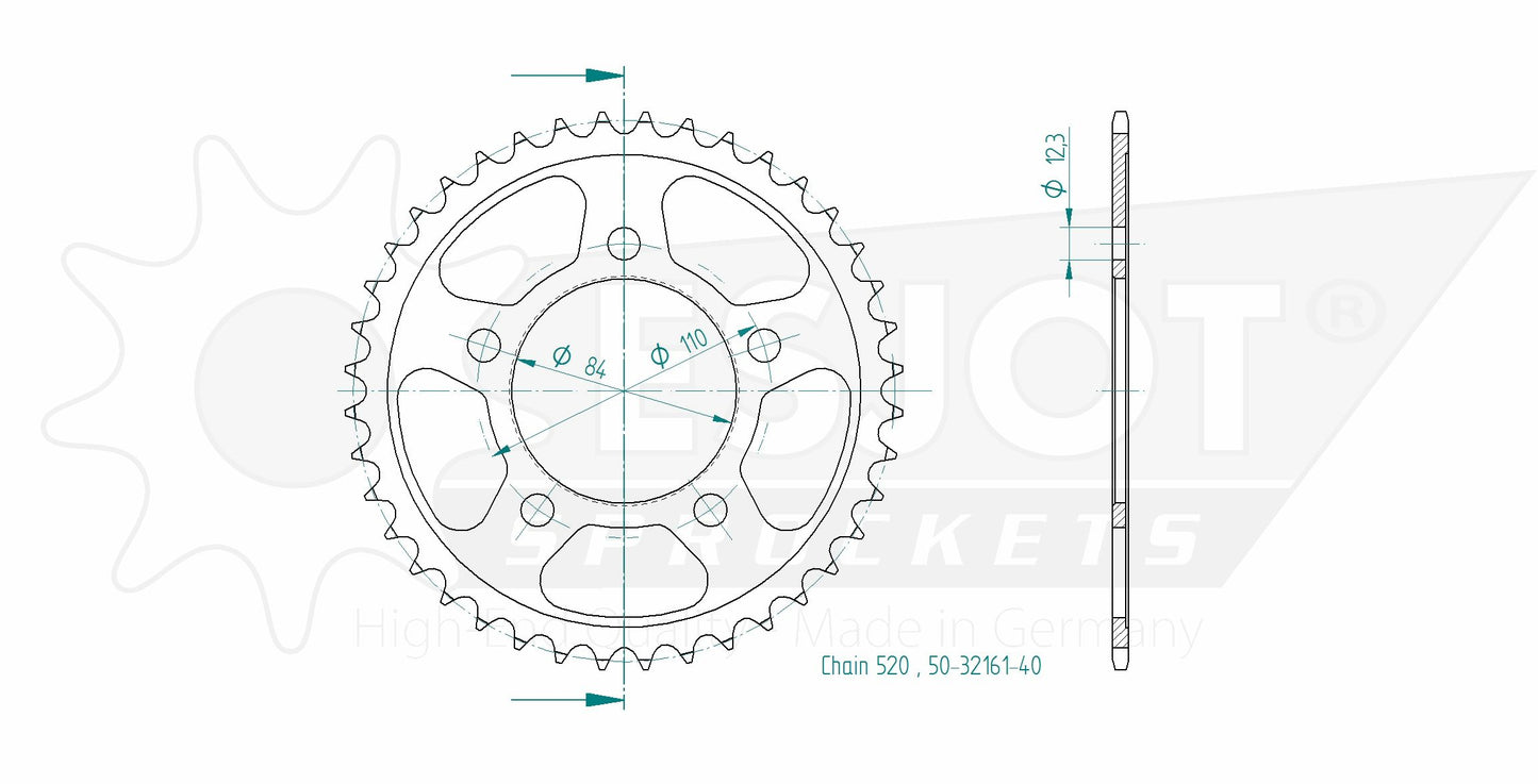 Couronne Acier 40 Dents - Pas 520 - Similaire JTR1225