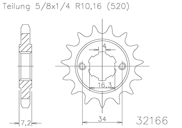 Pignon 12 Dents - Pas 520 - Similaire JTF1903