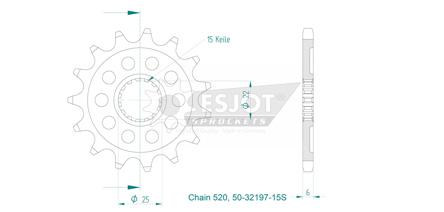 Pignon Ultralight 15 Dents - Pas 520 - Similaire JTF910