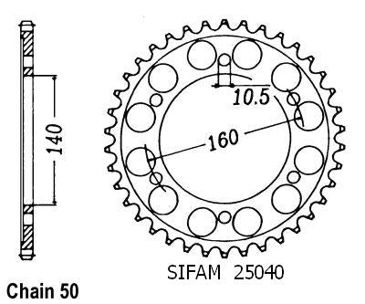 Couronne Acier 49 Dents - Pas 530 - Similaire JTR502