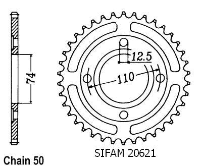 Couronne Acier 36 Dents - Pas 530 - Similaire JTR854