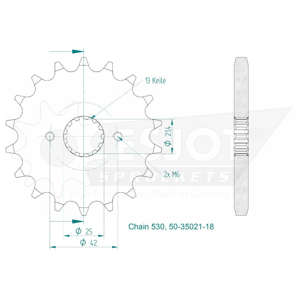 Pignon 18 Dents - Pas 530 - Similaire JTF513