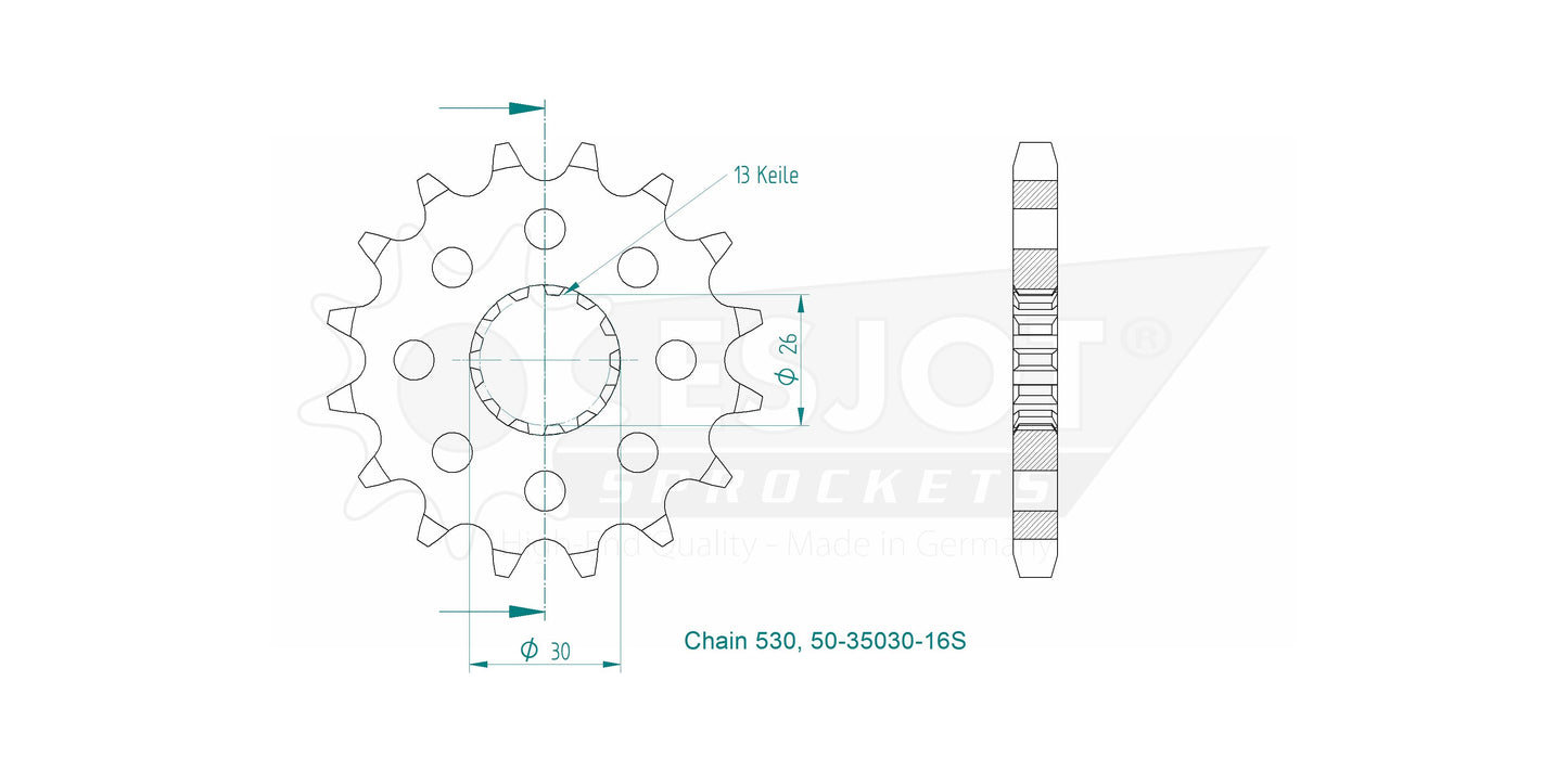 Pignon Ultralight 16 Dents - Pas 530 - Similaire JTF1180
