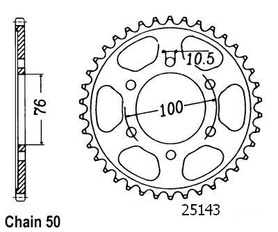 Couronne Acier 44 Dents - Pas 530 - Similaire JTR816