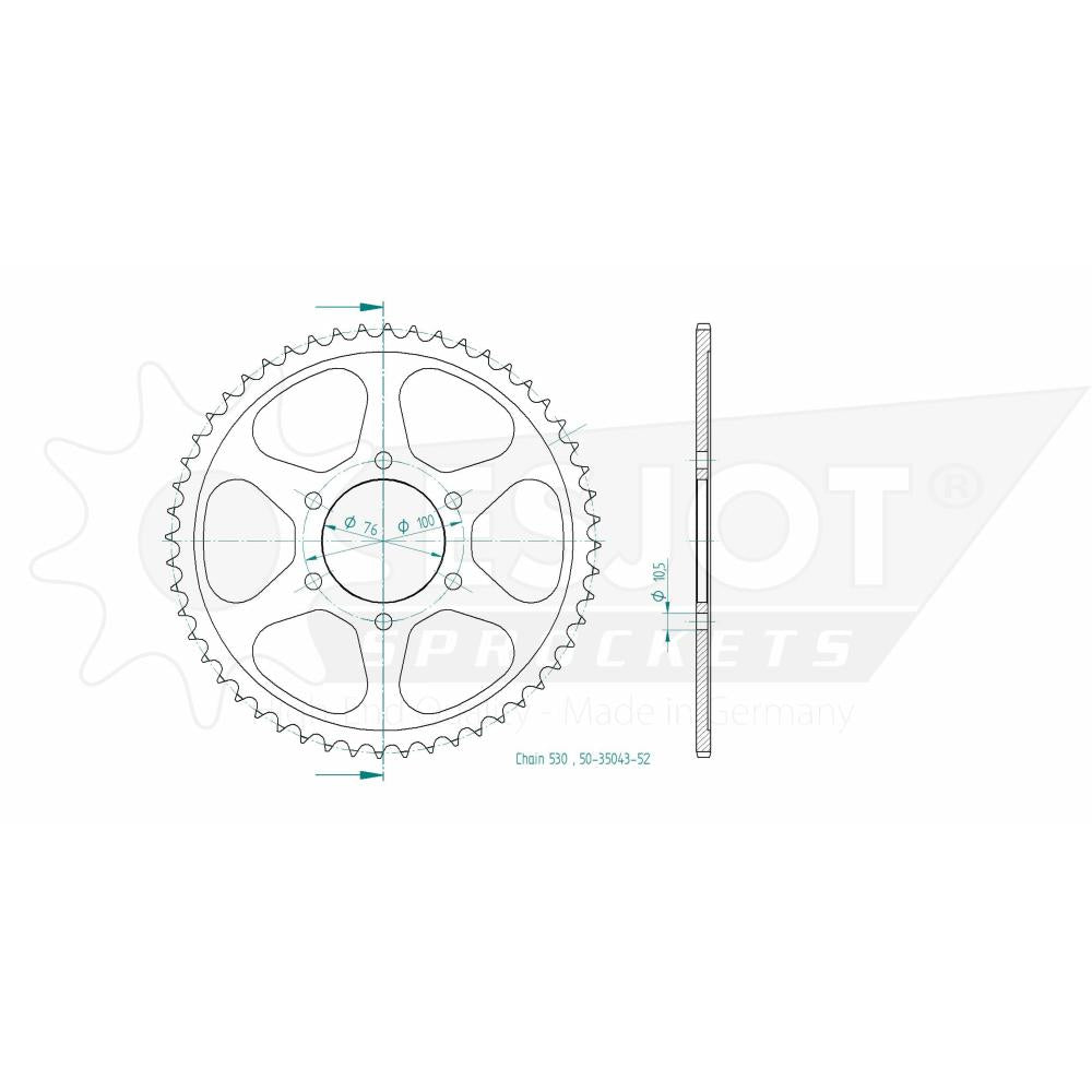 Couronne Acier 52 Dents - Pas 530 - Similaire JTR816