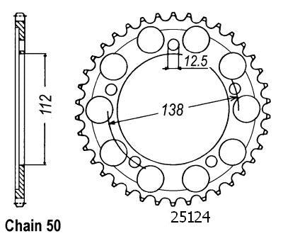 Couronne Acier 39 Dents - Pas 530 - Similaire JTR302