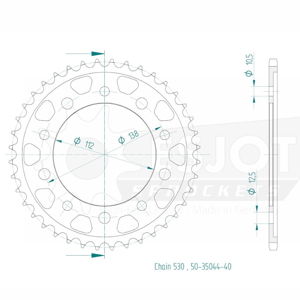 Couronne Acier 40 Dents - Pas 530 - Similaire JTR302