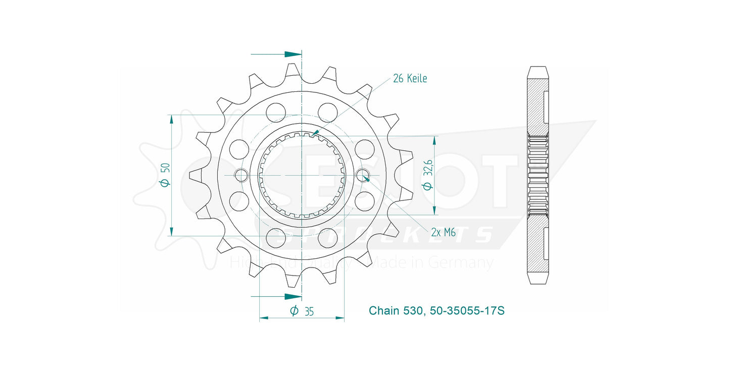 Pignon Ultralight 17 Dents - Pas 530
