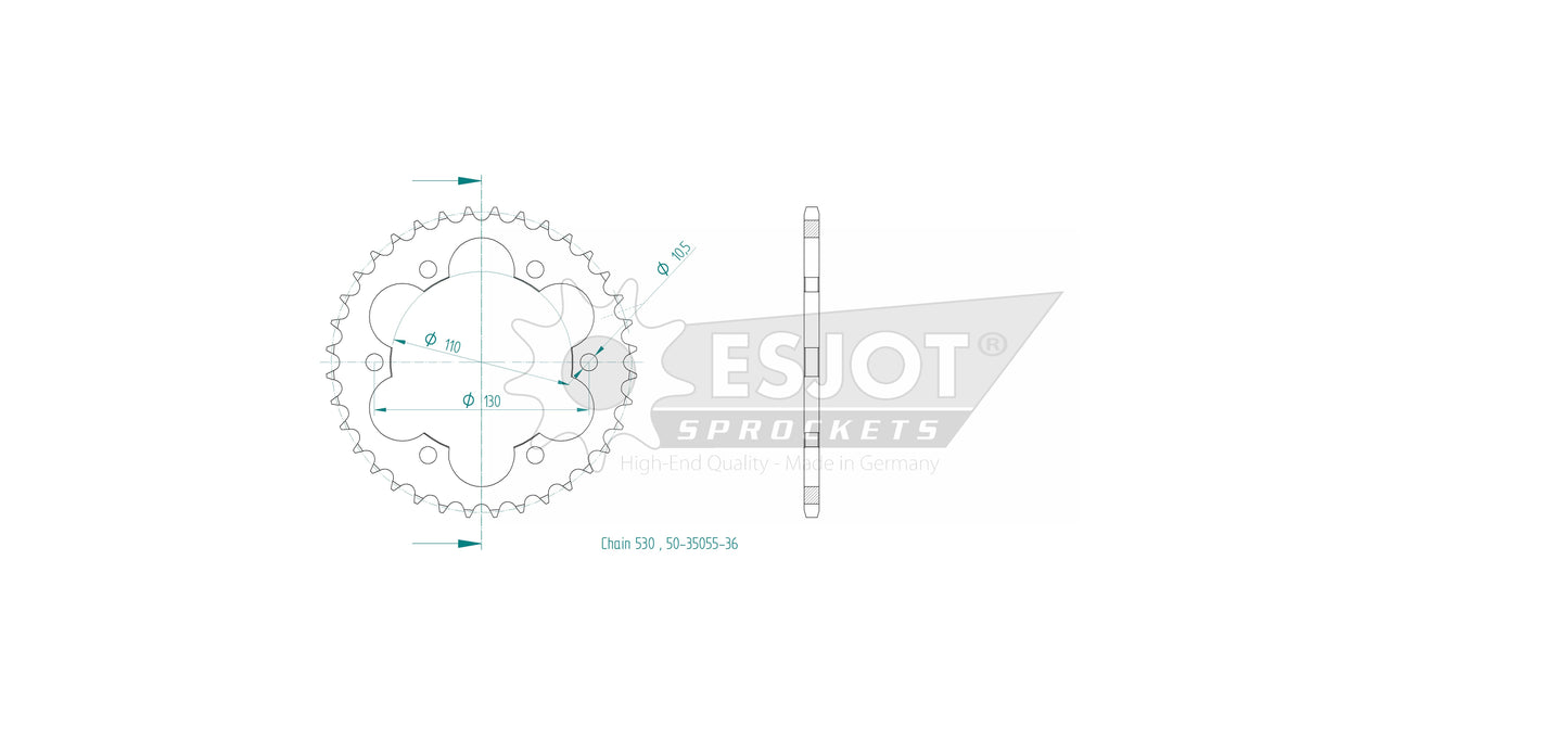 Couronne Acier 36 Dents - Pas 530