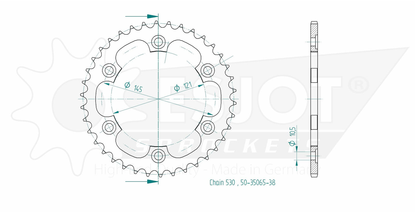 Couronne Acier 38 Dents - Pas 530