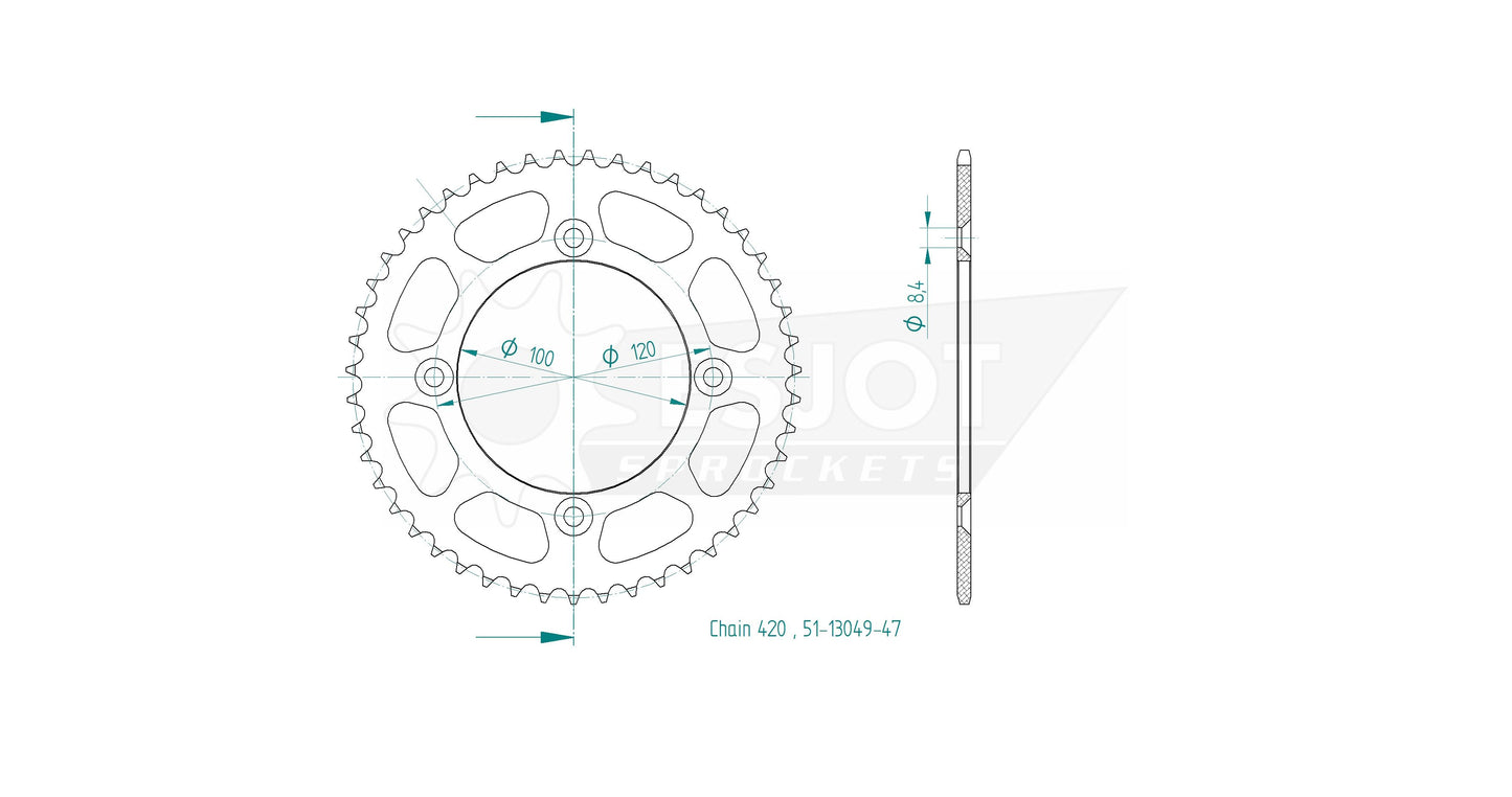 Couronne alu - 420 - 47 dents