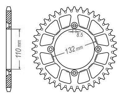 Couronne Alu. Orange 50 Dents - Pas 428 - Similaire JTA895