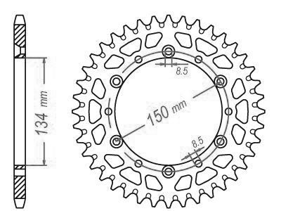 Couronne Alu. Vert 49 Dents - Pas 520 - Similaire JTA460