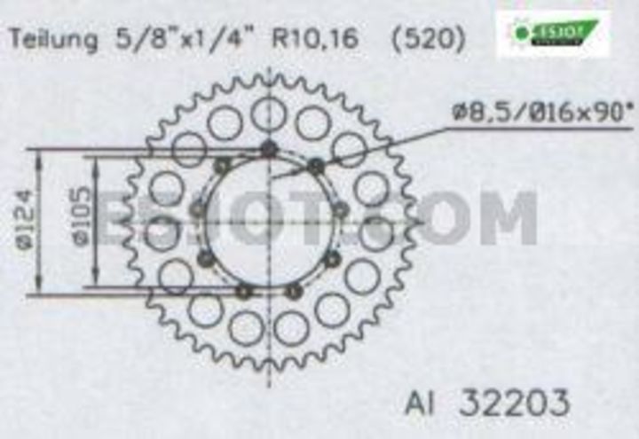 Couronne Alu. 51 Dents - Pas 520