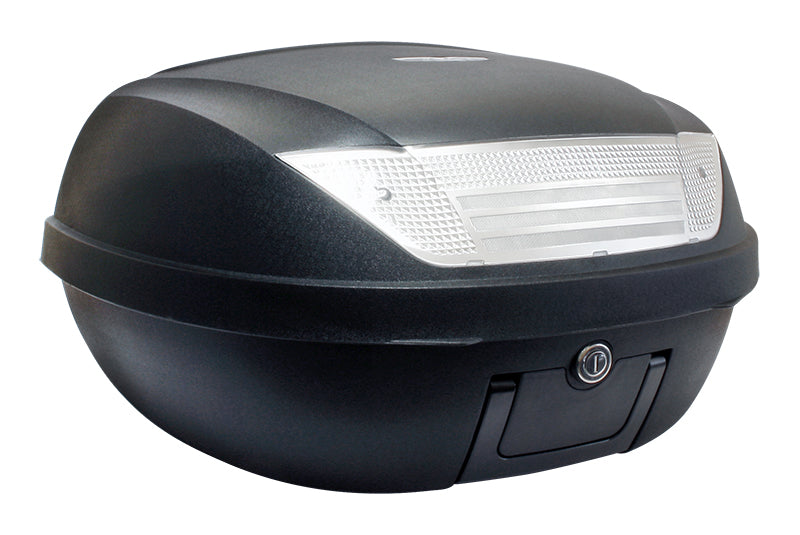 Top Case 52L Noir Mat 58x45x32.5cm (2 Casques Intégraux) Platine et Poignée