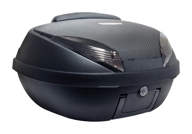 Top Case 52L Noir Mat / Carbone 58x45x32.5cm (2 Casques Intégraux) Platine, Doss
