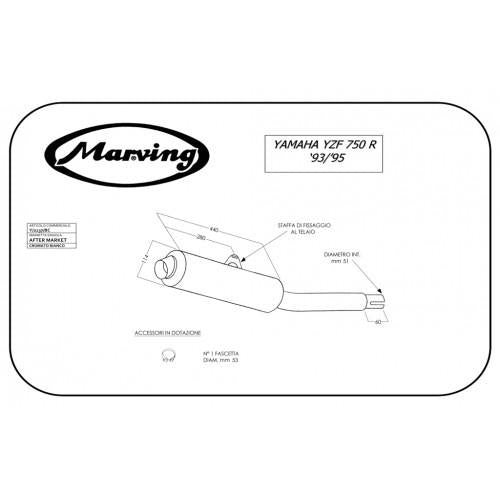 Silencieux Rond YZF 750 R 1993/1995 Ø114 Chromé Homologué