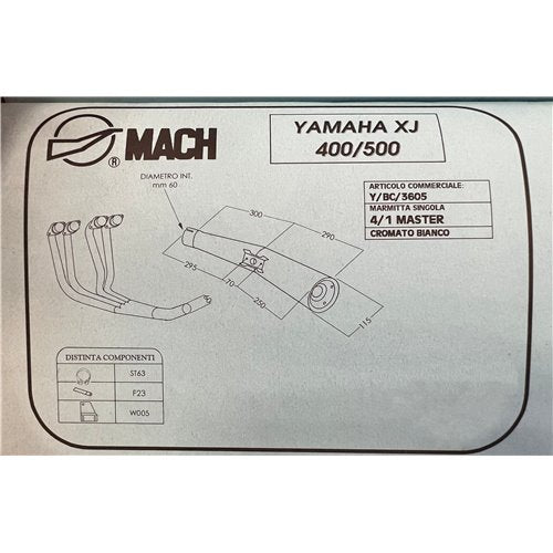 Echap.4/1 MASTER XJ 400 Ligne Complète Homologuée Silencieux Chromé