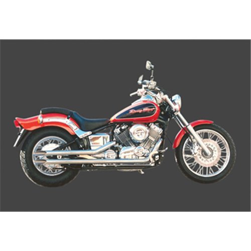 Echap. DRAG PIPES 650 DRAGSTAR Ligne Complète Non Homologuée Sil. Inox Ø50 Longs Pos. Basse