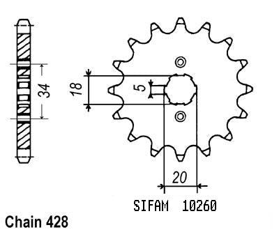 Pignon 14 Dents - Pas 428 - Similaire JTF264