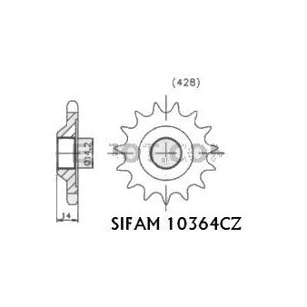 Pignon 17 Dents - Pas 428 - Similaire JTF364
