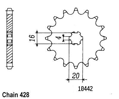 Pignon 13 Dents - Pas 428 - Similaire JTF416