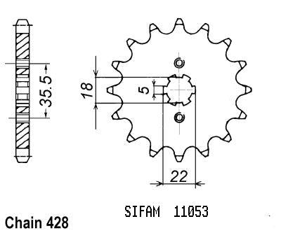 Pignon 15 Dents - Pas 428 - Similaire JTF1559