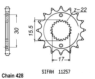 Pignon 14 Dents - Pas 428 - Similaire JTF1257
