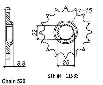 Pignon 12 Dents - Pas 520 - Similaire JTF1901