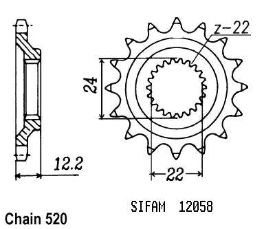 Pignon 17 Dents - Pas 520 - Similaire JTF1125
