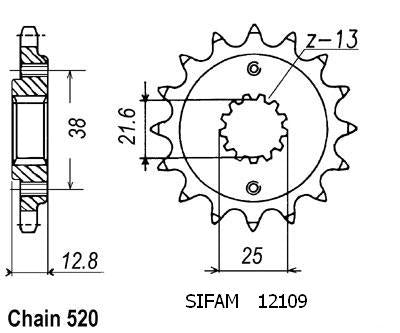 Pignon 14 Dents - Pas 520 - Similaire JTF511