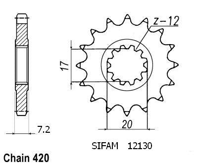 Pignon 12 Dents - Pas 415 - Similaire JTF4020